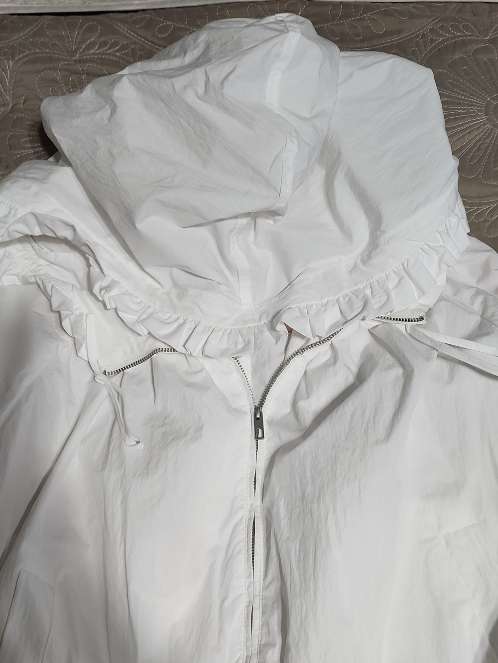 Zara White Ruffled Hooded Jacket - Picture 7 of 7